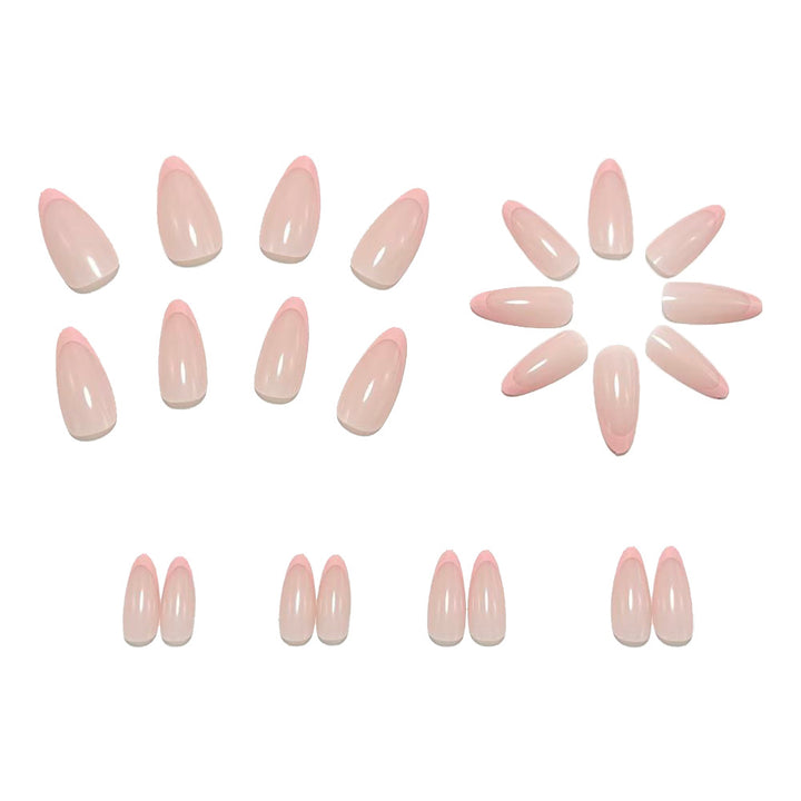 Elegant Stiletto Fake Nails with Filigree French Tip Design Kalsten