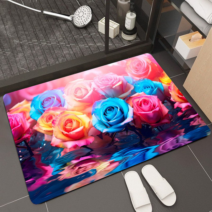 Floral Design Memory Foam Bath Mat Kalsten
