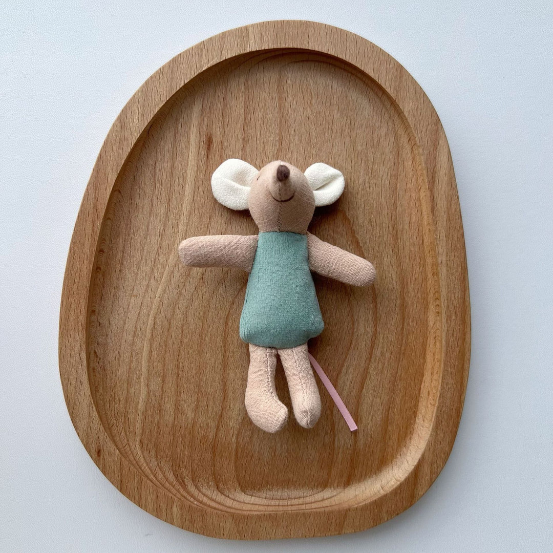 Miniature Artisan Fabric Mouse Doll with Winged Cape