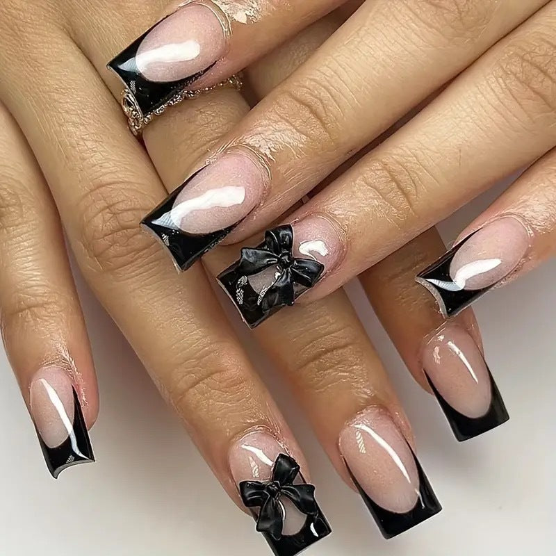 Artificial nail set with glamorous bow decorations Kalsten