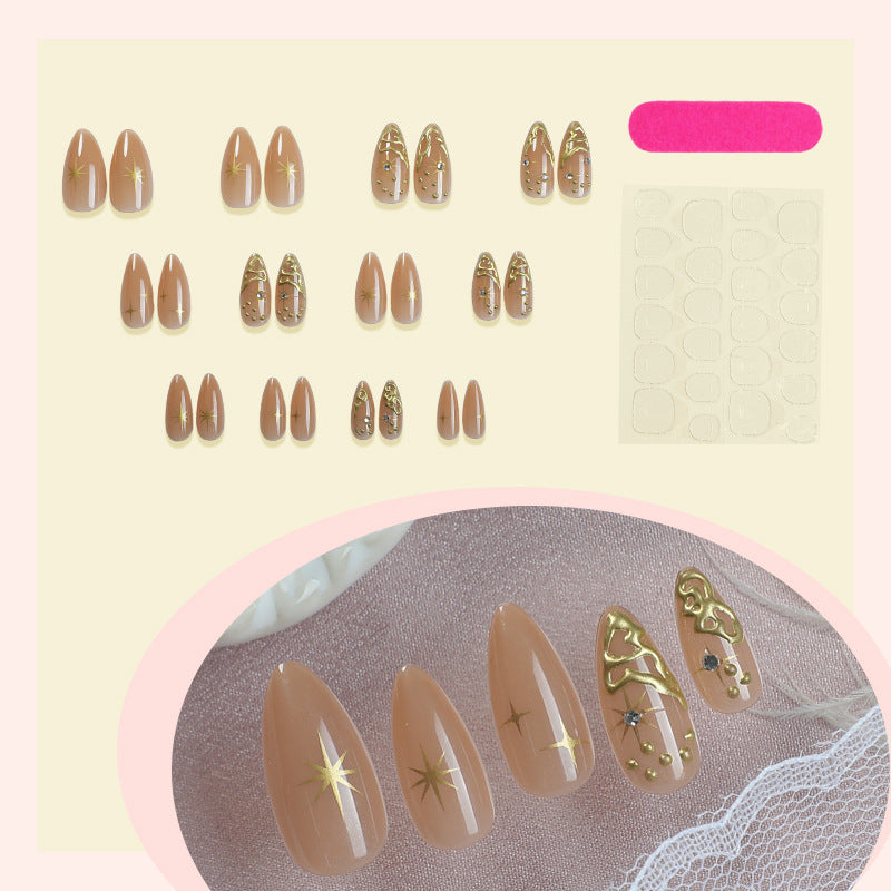 Premium Press-On Nail Set with Intricate Star and Decorative Designs Kalsten