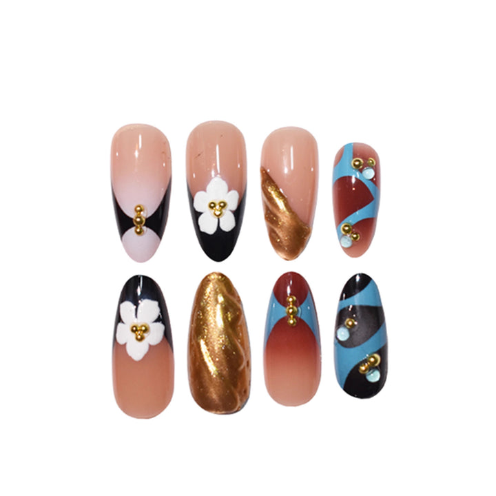 Artistic 3D Floral Press-On Nail Design Kalsten