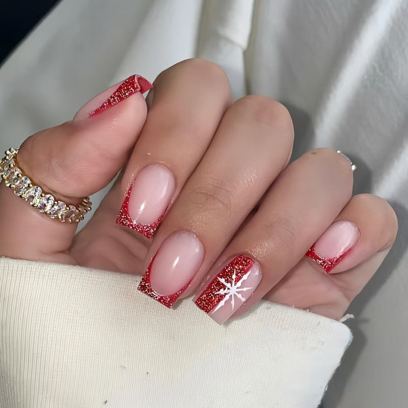 Elegant artificial nails with festive glitter accent Kalsten