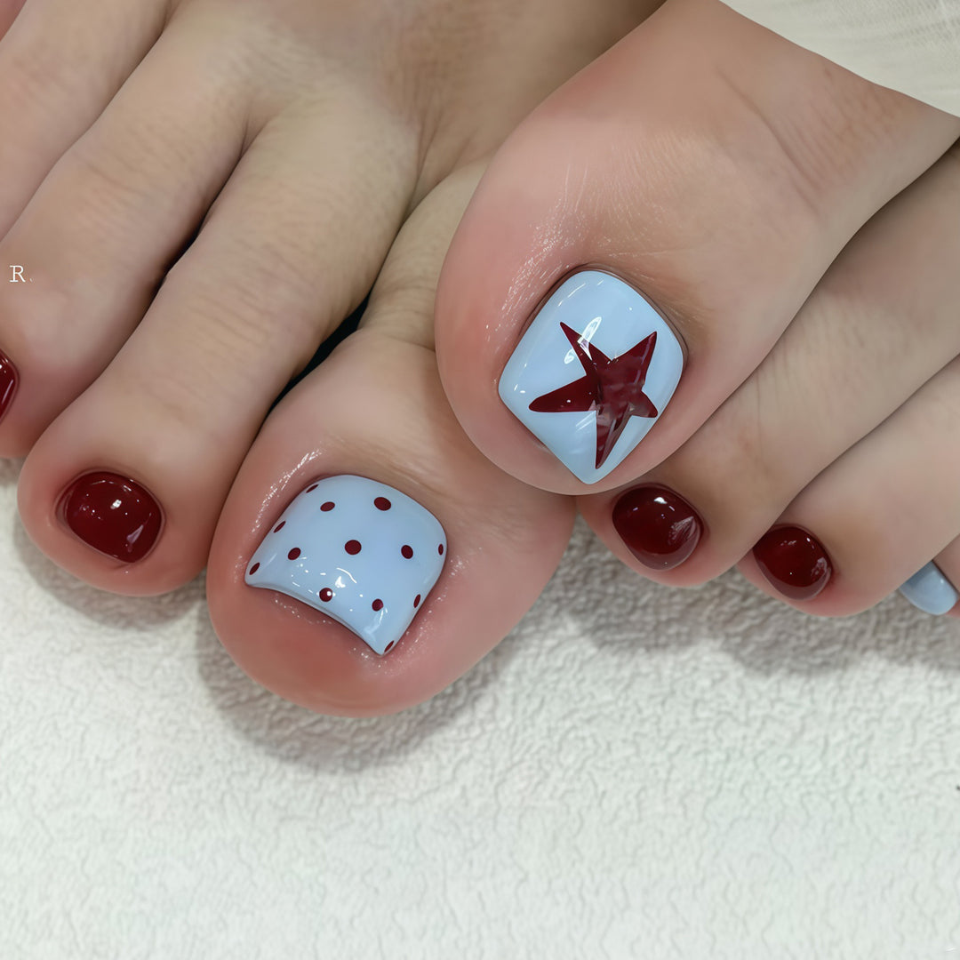 Creative foot art nails with maritime star design Kalsten