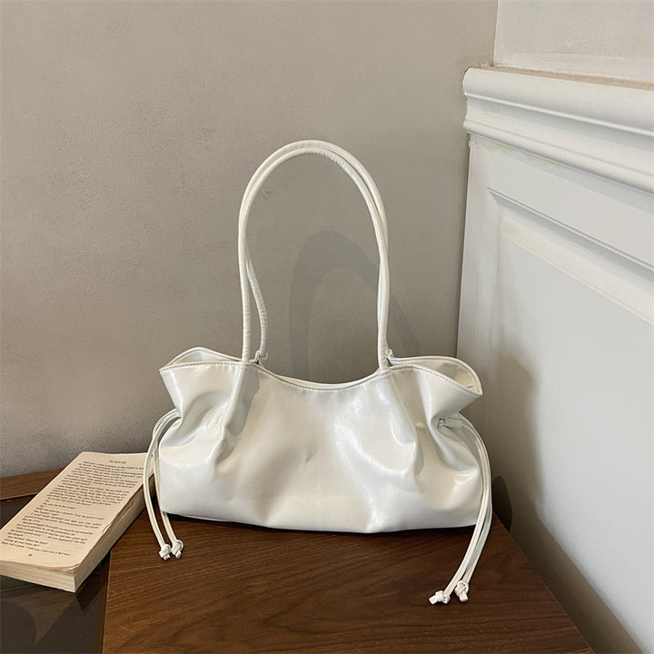 Glossy Faux Leather Handheld Tote Bag