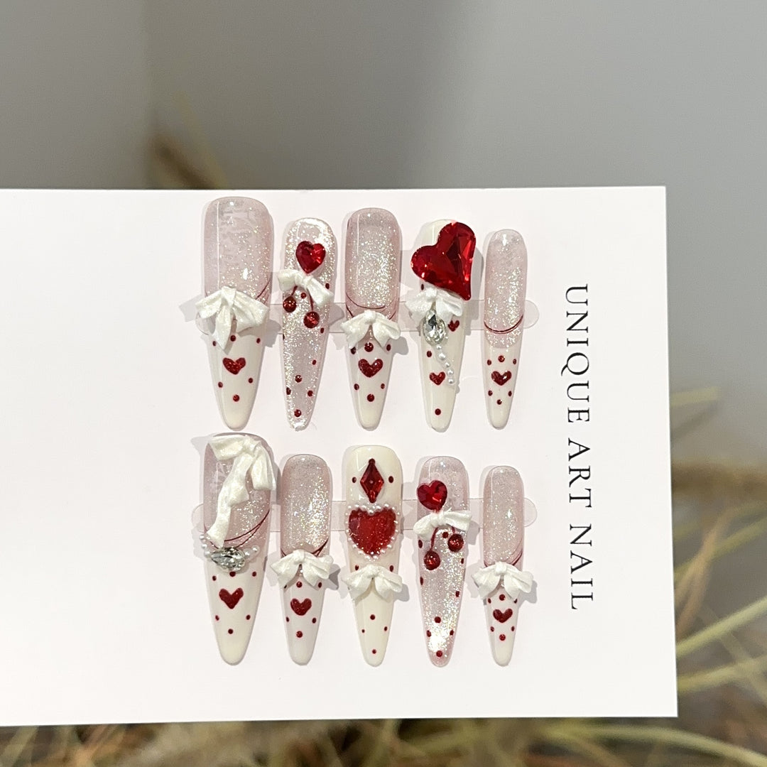Heart-Themed Articulated Press-On Nail Set
