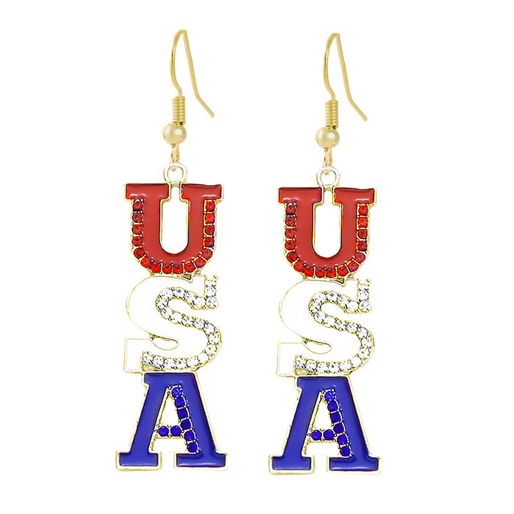Women's nan patriotic horseshoe enamel dangle earrings with star-accented design and fishhook findings Kalsten