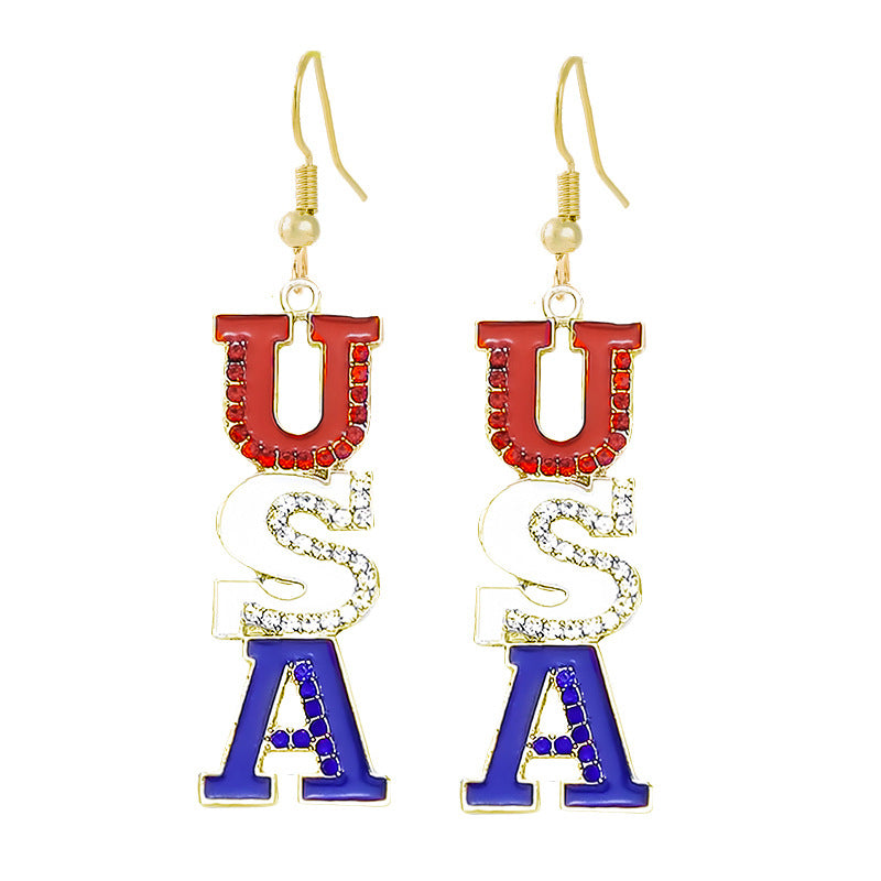 Women nan enamel horseshoe earrings with star motif and fishhook closure Kalsten