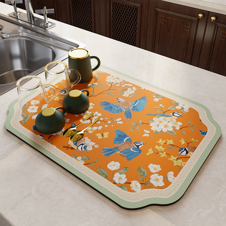 Floral Pattern Kitchen Drain Mat Kalsten