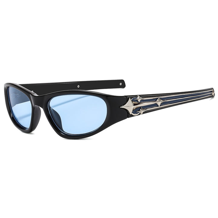 Fashion-Forward Shield Sunglasses with Decorative Frame Design Kalsten