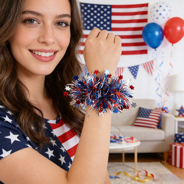 Unisex nan sparkling tinsel bracelet with elastic inner ring and voluminous tinsel finish Kalsten