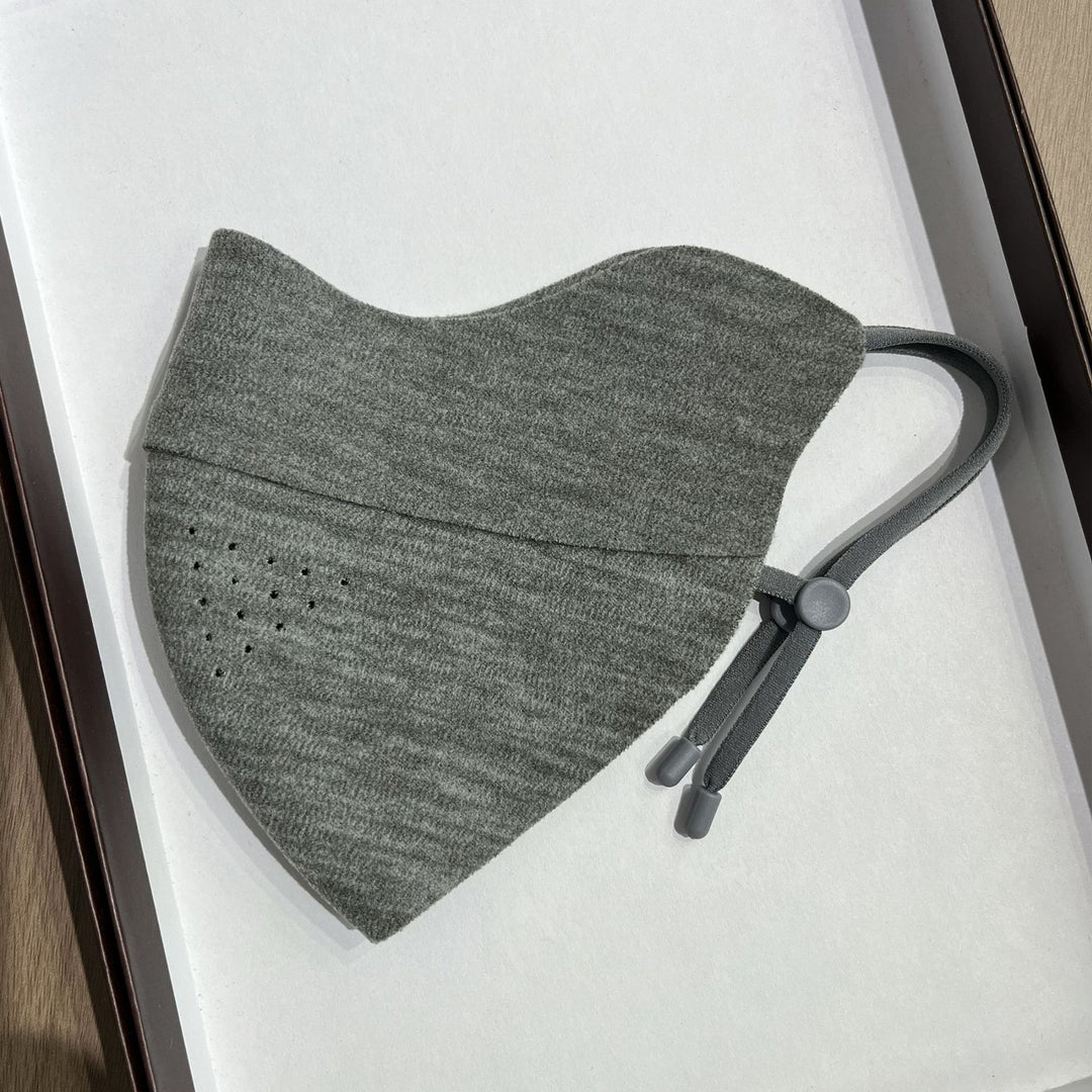 Contoured Reusable Breathable Fabric Face Mask with Adjustable Toggle Ear Loops and Micro Vent Perforations Kalsten
