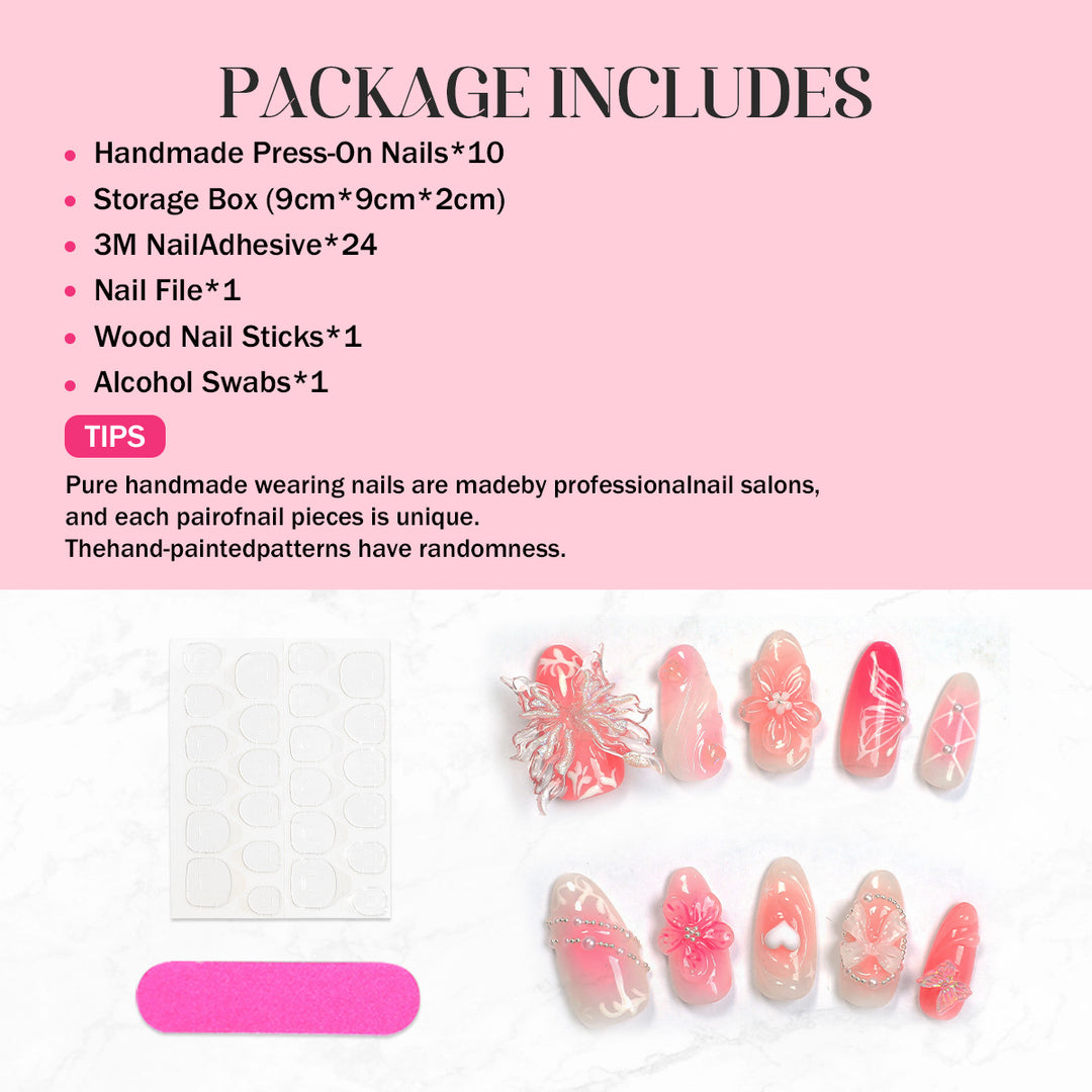 Creative print nail set with floral designs and decorative accents Kalsten