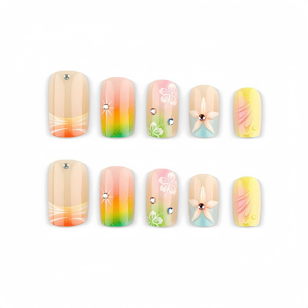 Artful Nail Tips with Floral Accents Kalsten
