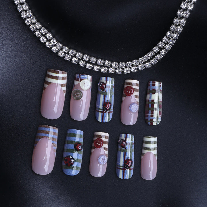 Artificial fingernails with trendy checked pattern Kalsten