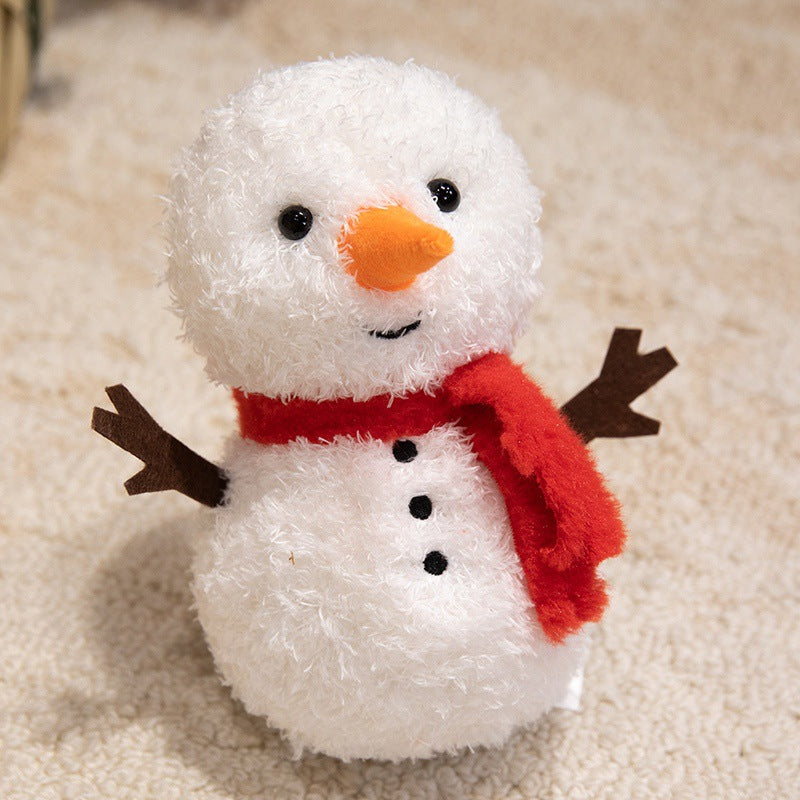Plush Snowman Holiday Decorative Tabletop Soft Toy with Scarf & Felt Branch Arms Kalsten