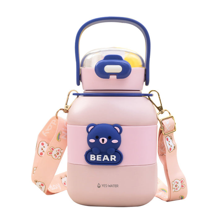 Women's insulated drinking bottle with practical carrying strap and cute bear motif Kalsten