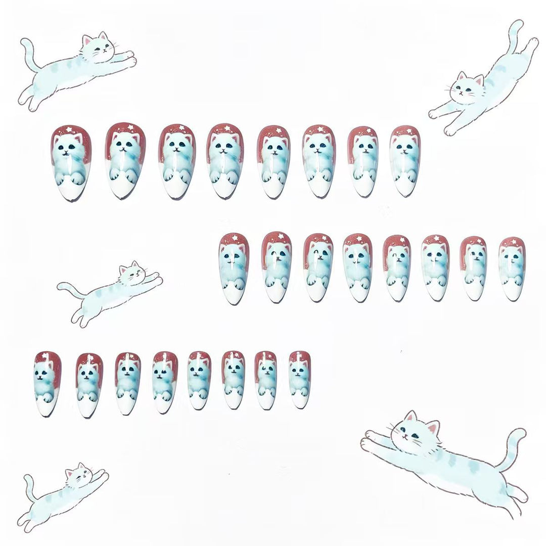Creative artificial nails with playful cat design Kalsten