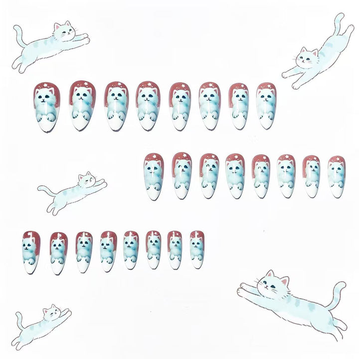Creative artificial nails with playful cat design Kalsten