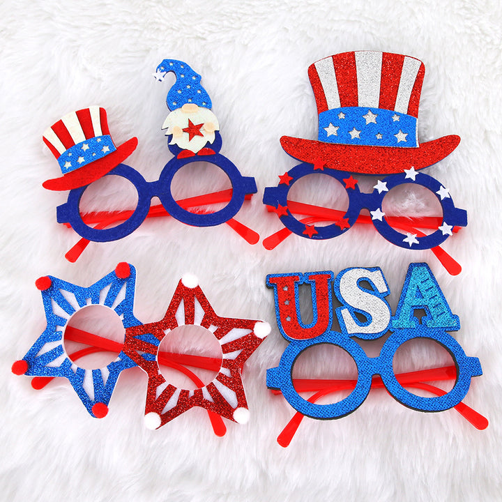 Unisex nan patriotic glitter novelty party glasses with USA letter topper Kalsten