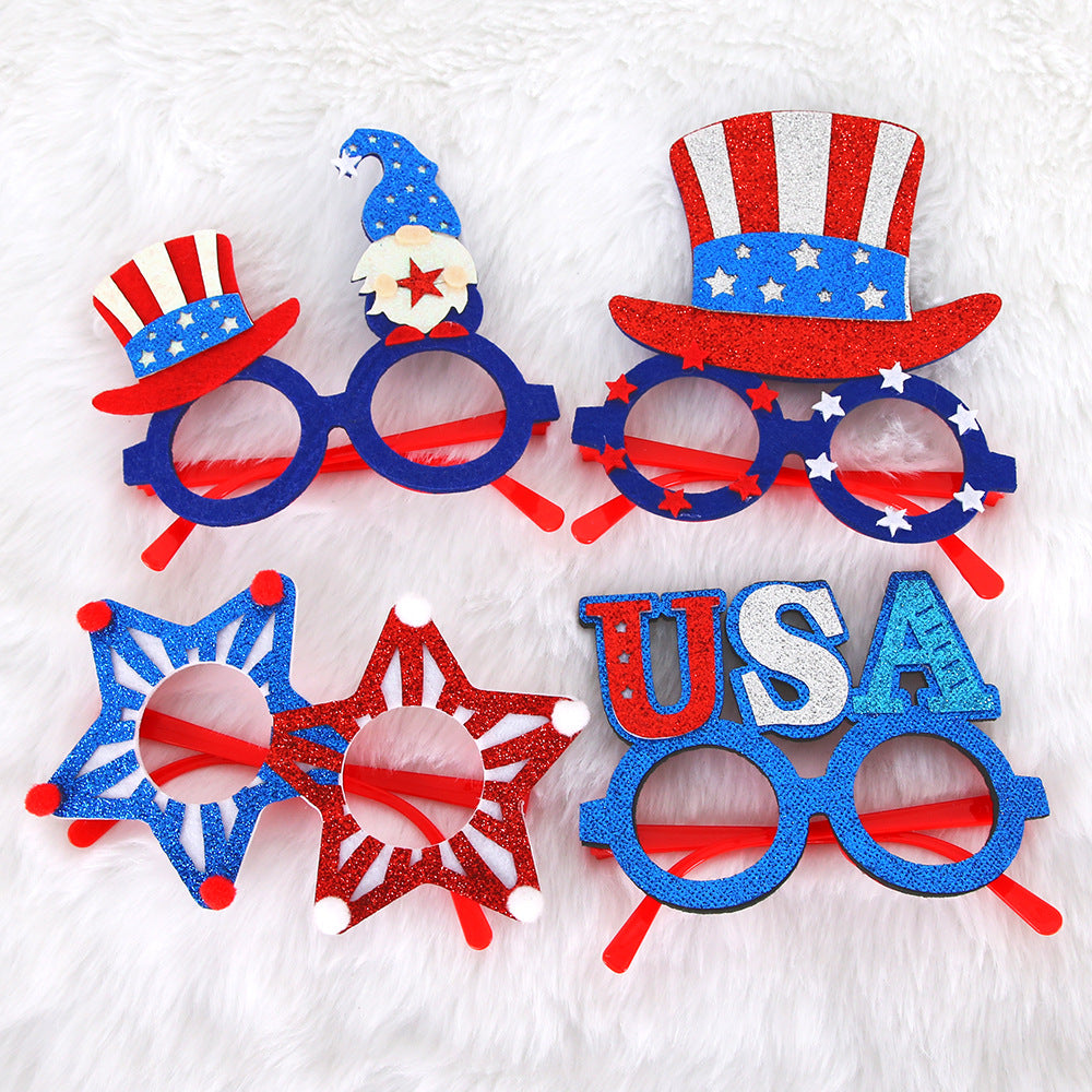 Unisex nan party glasses with USA glitter attachment and round frame Kalsten