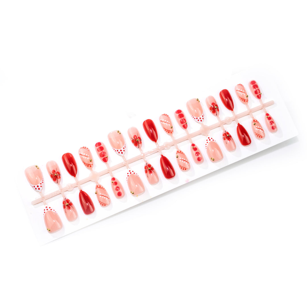 Artistic Blossom-Themed Press-On Nail Set Kalsten
