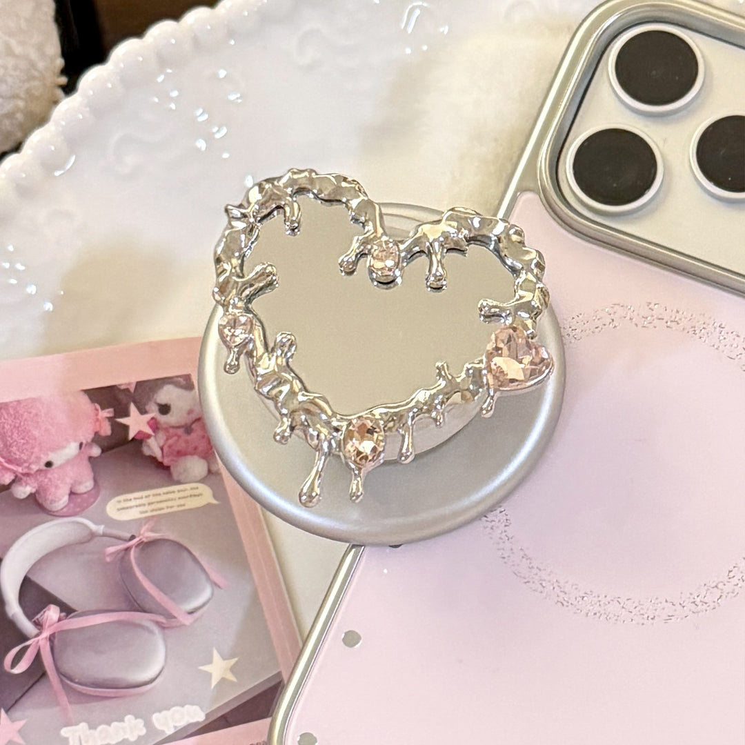 Heart-shaped hand mirror with elegant crystals Kalsten