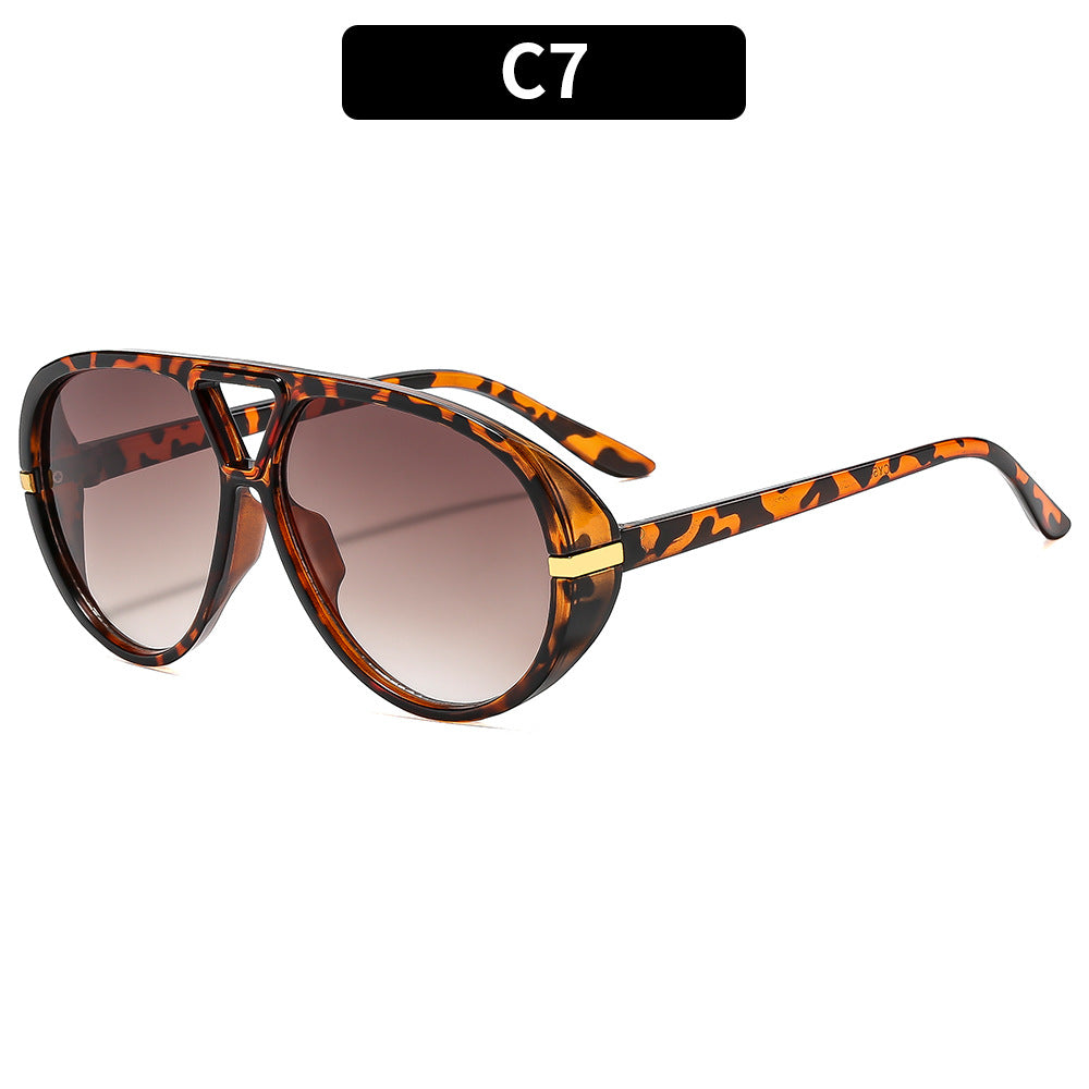 Oversized Shield Sunglasses with Decorative Accents