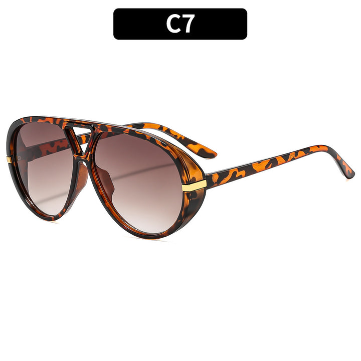 Oversized Shield Sunglasses with Decorative Accents