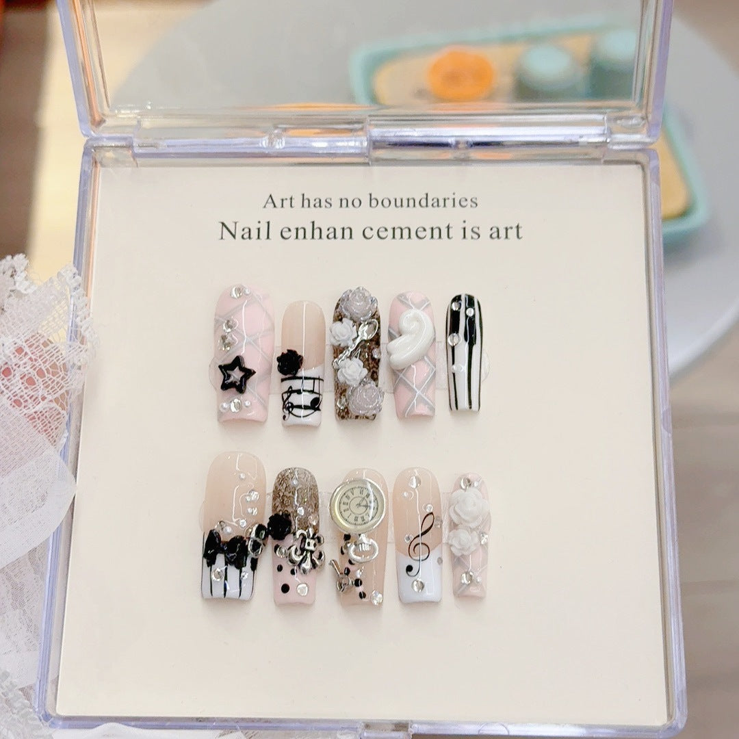 Musical-Themed Press-On Nail Art Set