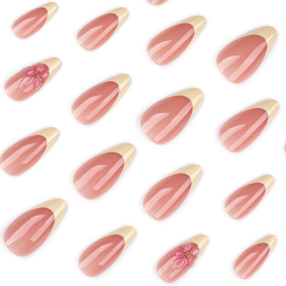 Artful stiletto nails with elegant flower accent Kalsten