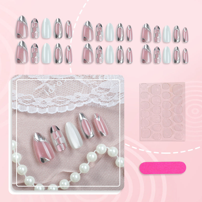 Elegant Metallic Accent Press-On Nails