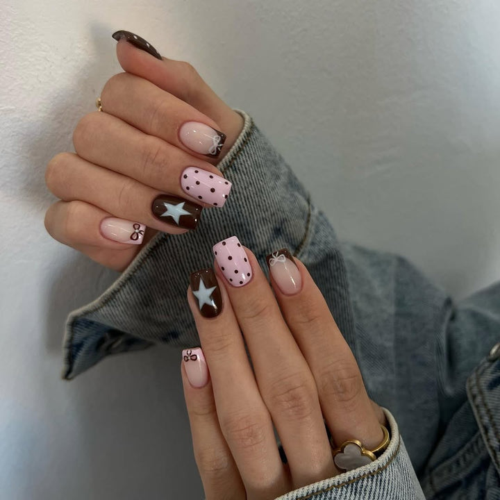 Artificial nail set with playful motifs and high-quality decorations Kalsten