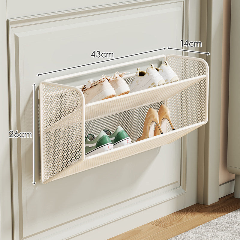 Wall-Mounted Slim Drop-Down Mesh Shoe Shelf Rack