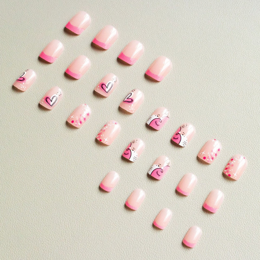 Artistic Nail Art Kit with Heart and Sparkle Designs