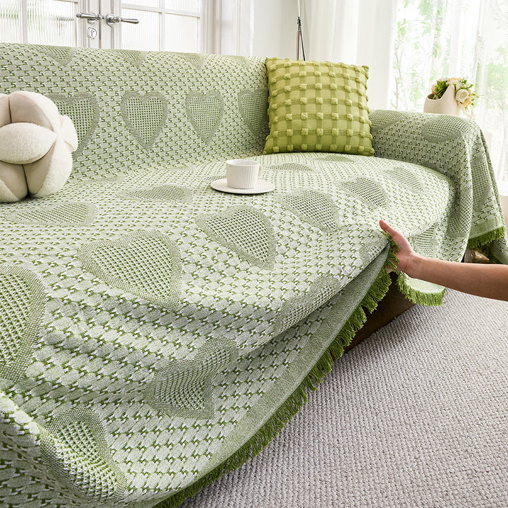 Cozy Heart Pattern Sofa Throw Blanket