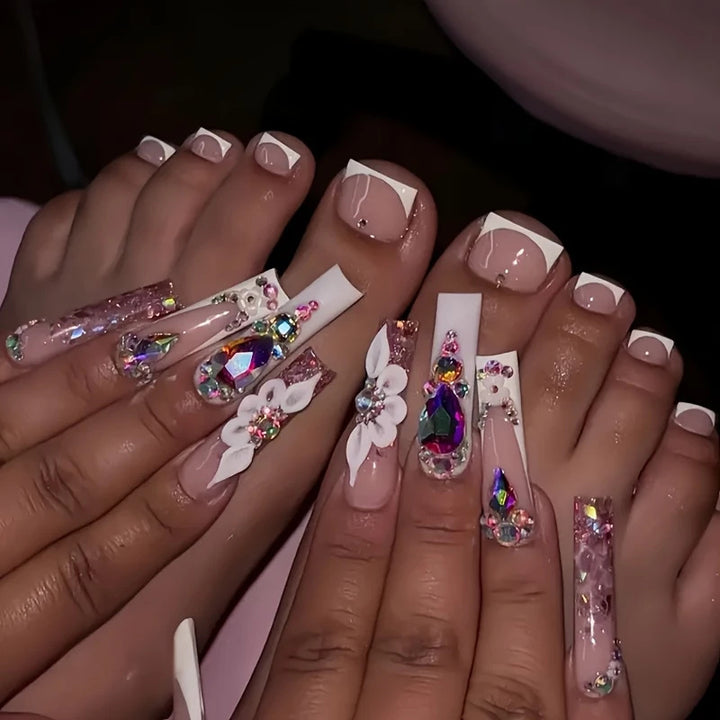 Artistic Floral Press-On Nail Art Kalsten