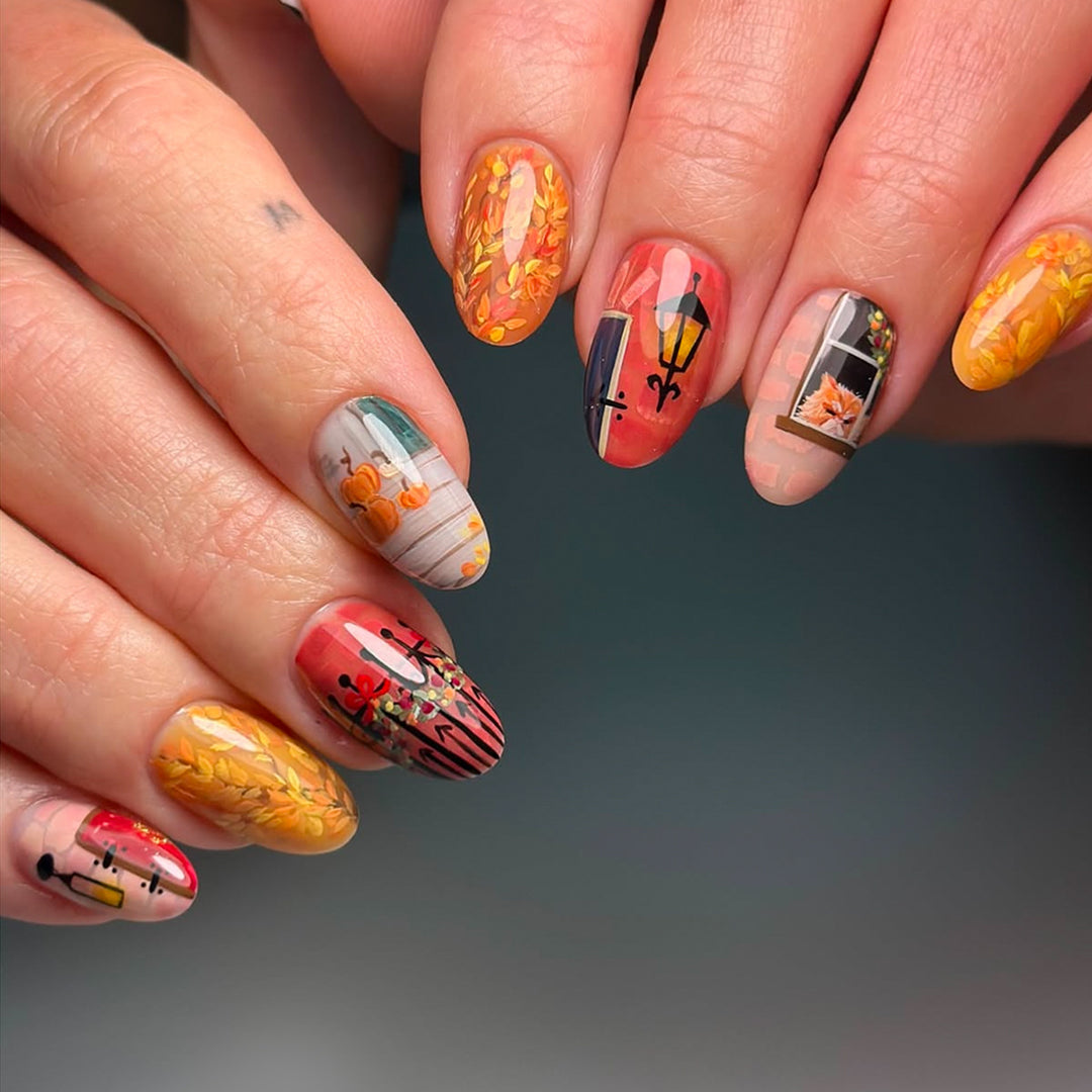 Artificial Nails in Creative Autumn Design Kalsten