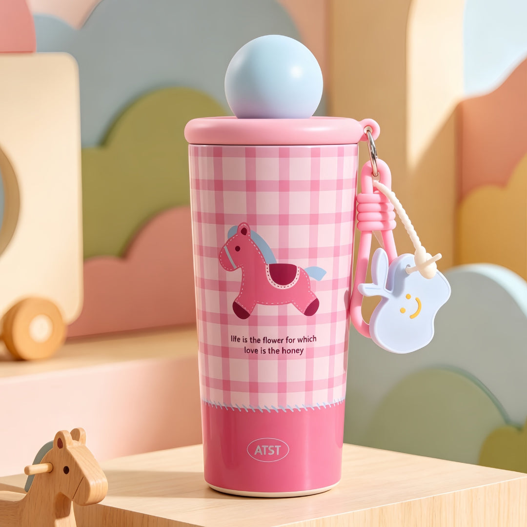Ladies Insulated Bottle with Playful Horse Motif Kalsten