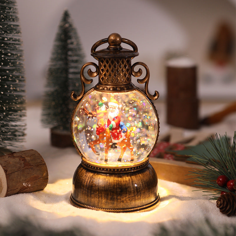 Nostalgic Christmas lantern with movable snowman scene Kalsten