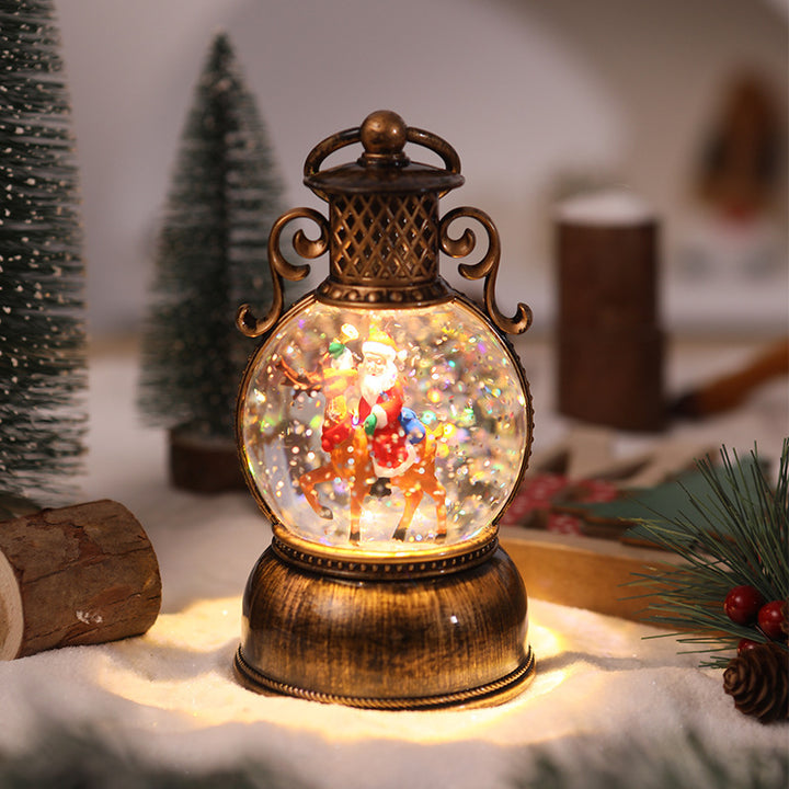 Nostalgic Christmas lantern with movable snowman scene Kalsten