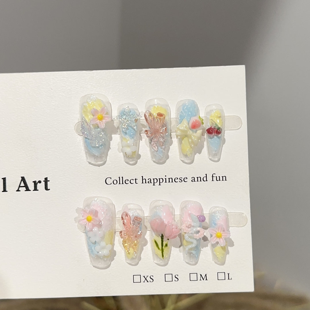 Themed Floral Press-On Nail Art Collection