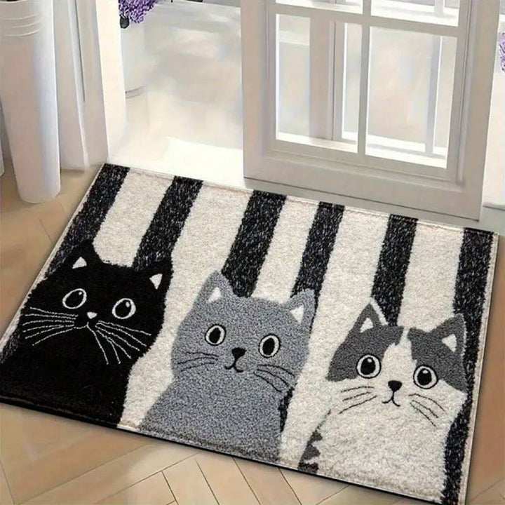 Cat-Themed Plush Floor Mat