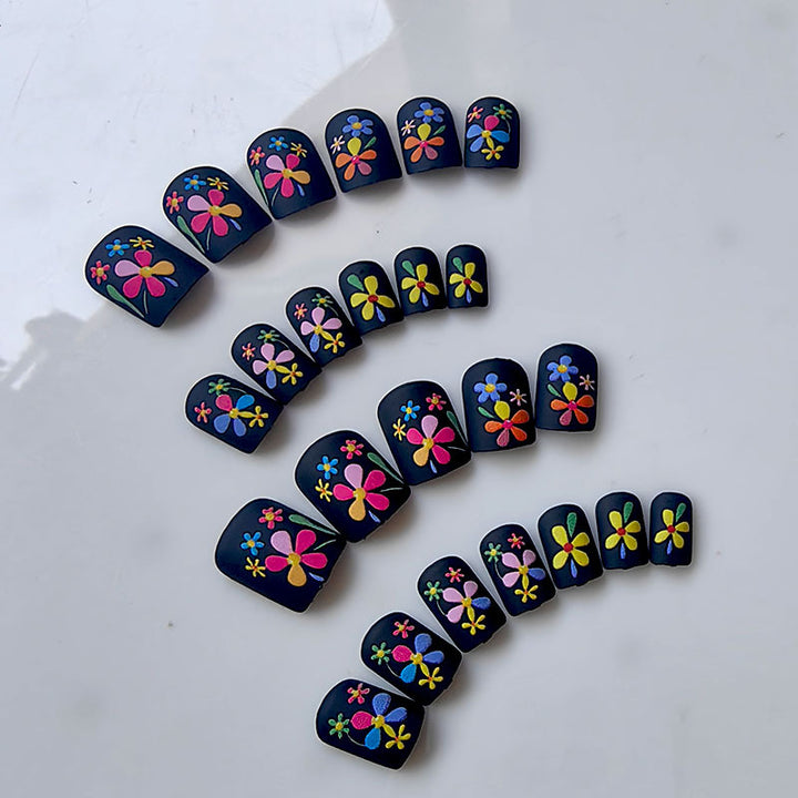 Artificial nails with colorful flower pattern Kalsten