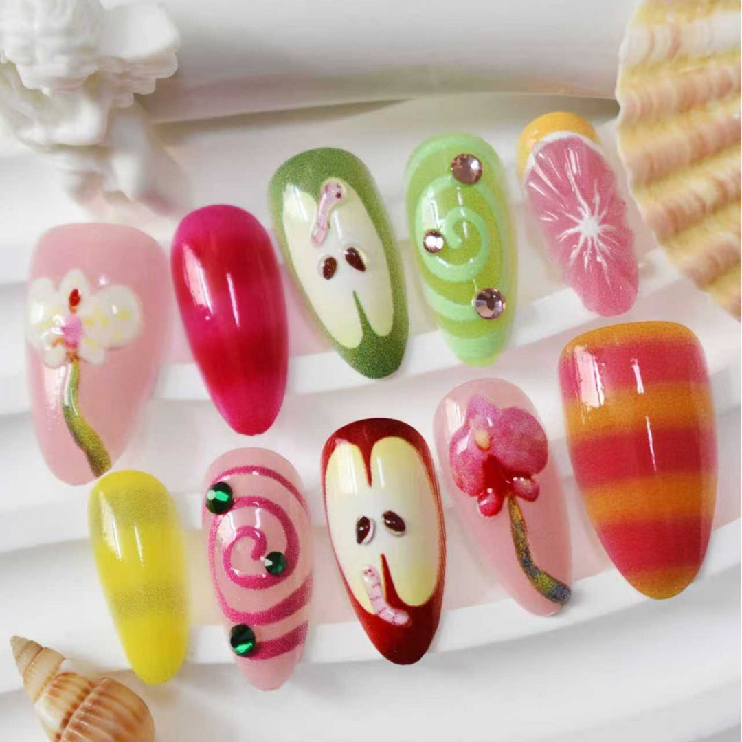 Decorative 3D Floral Press-On Nail Extensions Kalsten