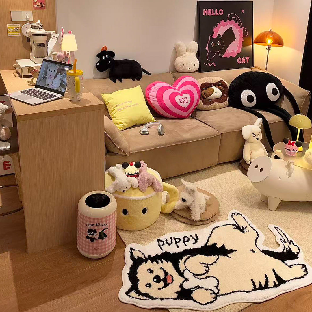 Cute Dog-Shaped Plush Bath Mat