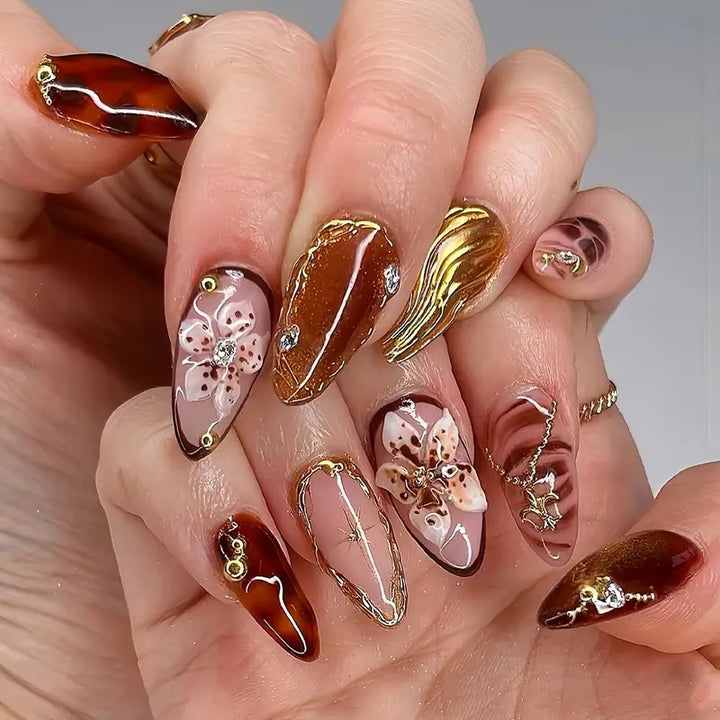 Artistic Floral Design Press-On Nail Set Kalsten