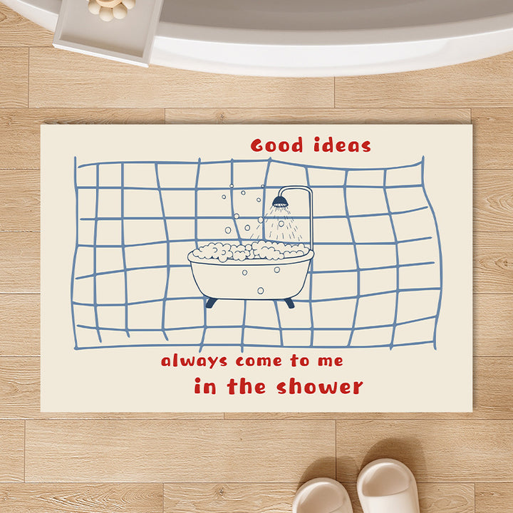 Playful Bath Mat with Showerhead Design