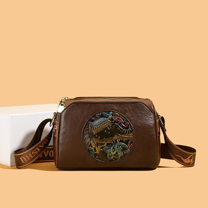 Vintage-Inspired Leather Crossbody Bag Kalsten