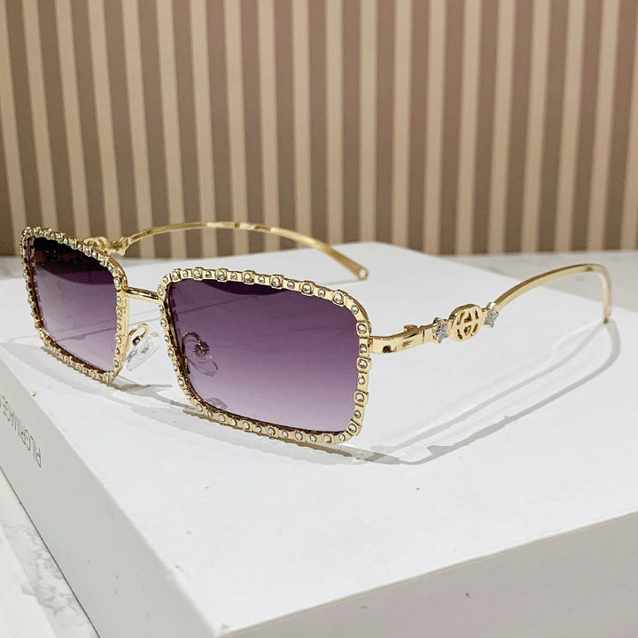 Women's elegant square sunglasses with luxurious rhinestone frame Kalsten